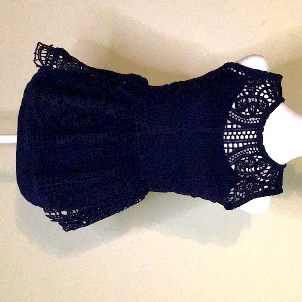 Navy blue eyelet top